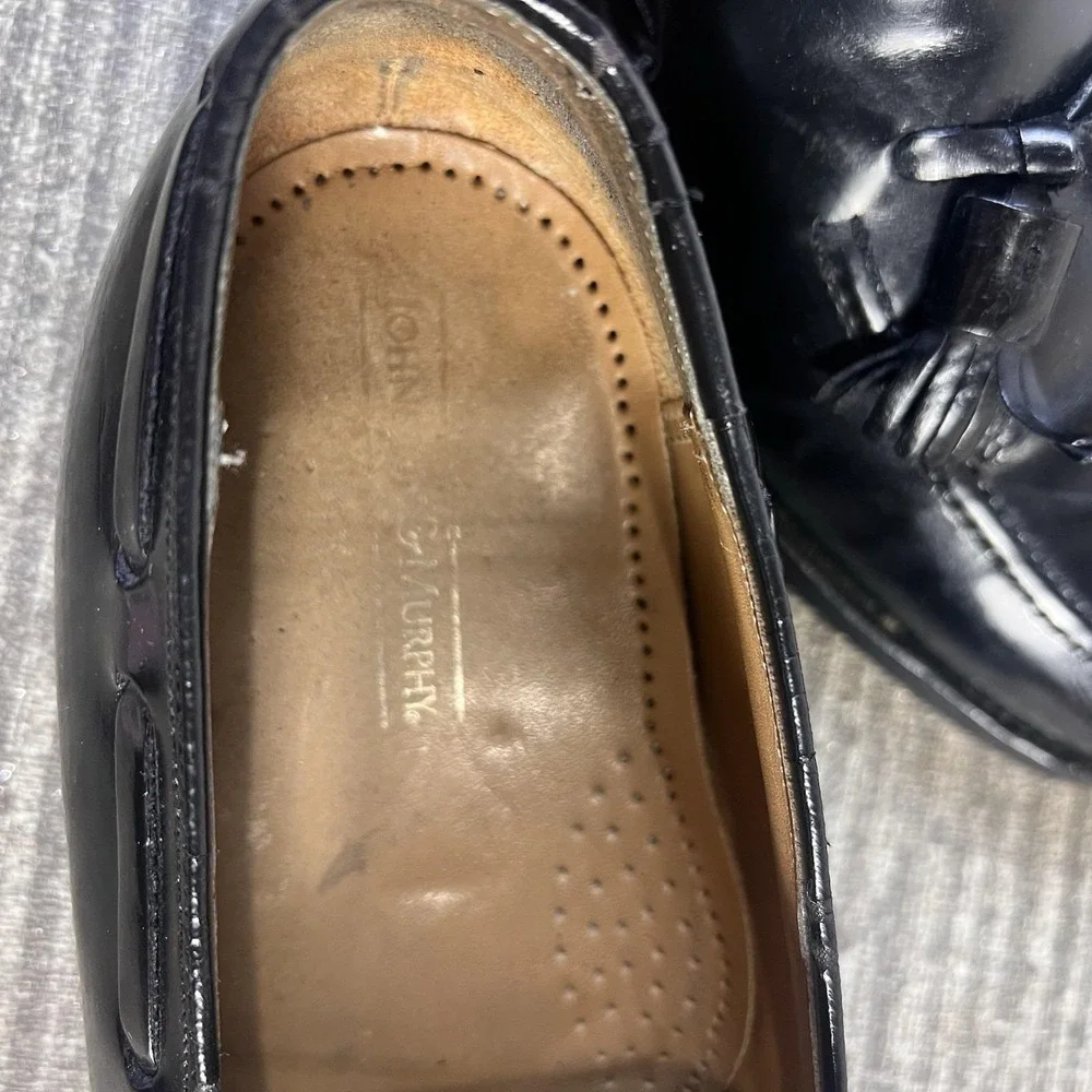 Vintage Johnson‎ & Murphy Mens Black Leather Tassel Loafers Dress Shoes 11 D